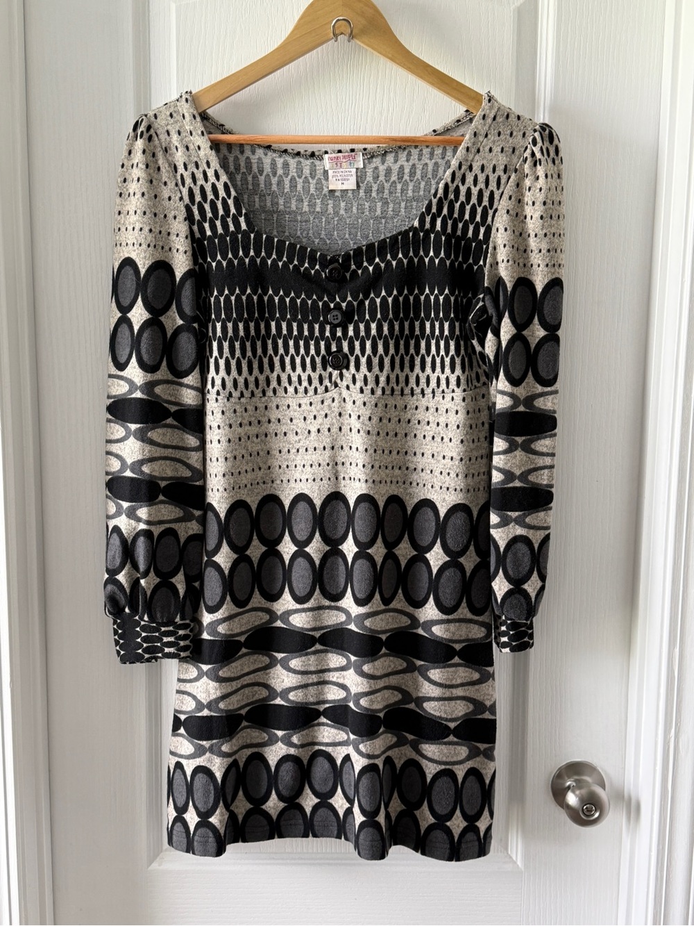 Funky People Geometric Mod Dress | Women’s Long Sleeve Mini Knit Dress Size M